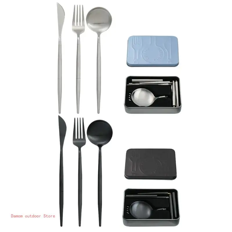 

3 Pcs/Set Reusable Travel Cutlery Set Stainless Steel Flatware Spoon Fork Knife