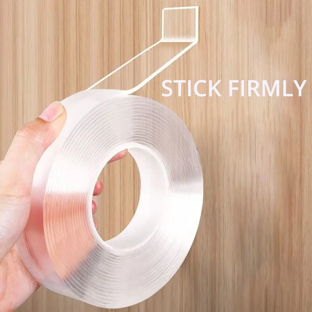 1X New Nano Tracsless Double Sided Tape Transparent Reusable Waterproof Resistant Heat Adhesive Tape Cleanable Car Special