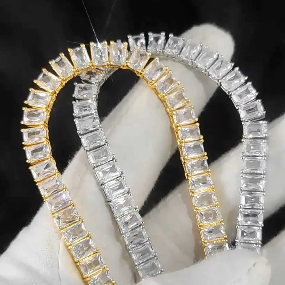 Цепочка Женская теннисная с прямоугольным цирконом ожерелье в стиле хип-хоп