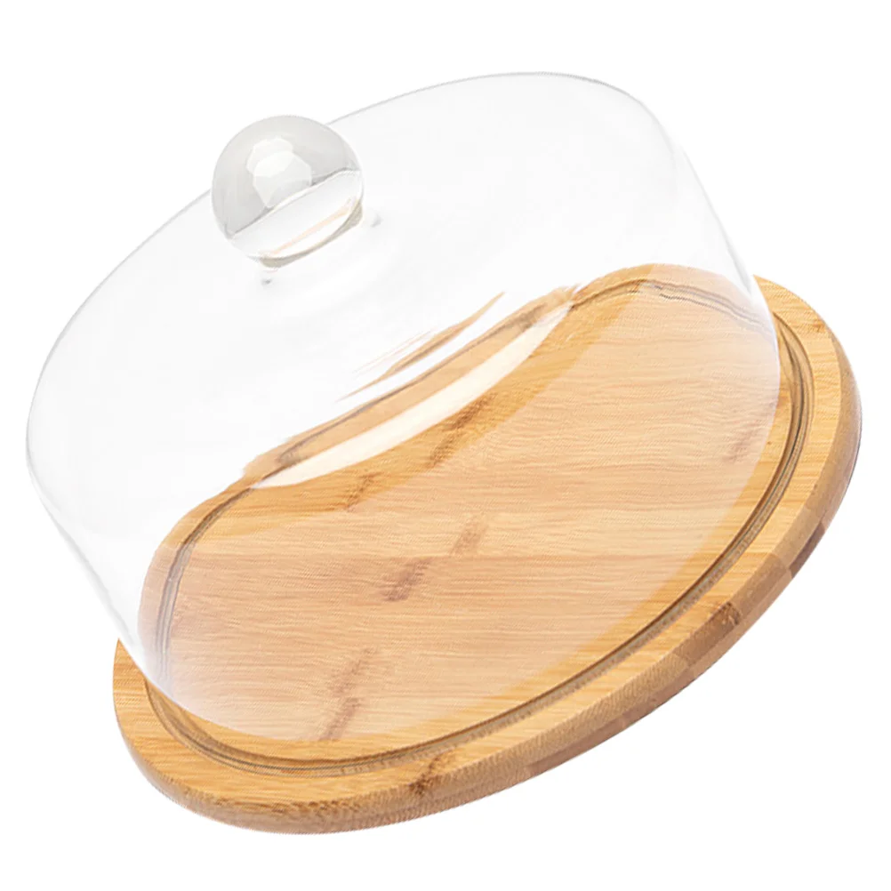 

Cake Dome Cover Stand Withdisplay Dessert Plateplatter Lid Wood Server Cupcake Cloche Wooden Serving Tray Cheese Holder Clear