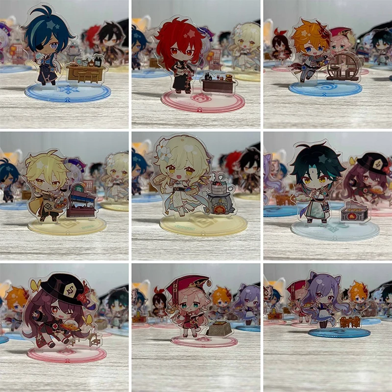 

Genshin Impact Action Figure Cosplay Acrylic Stands Game Character Zhongli Tartaglia Yan Fei Fischl Mona Klee Paimon Model Plate