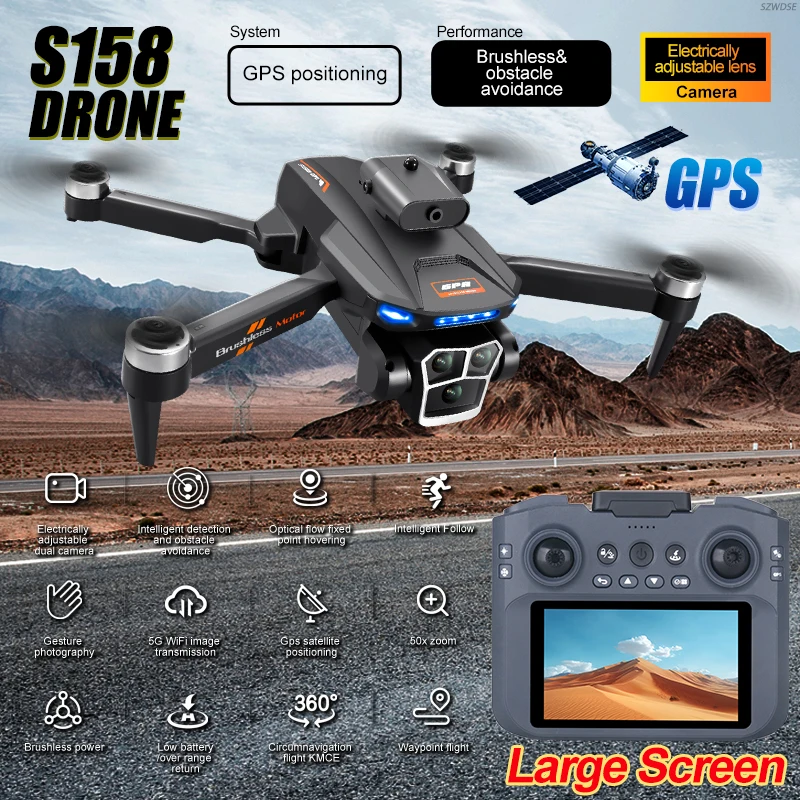 Фото 2025 S158 GPS Дрон Управление экраном Складная 8K HD камера 5G Бесщеточный GPS Дрон с оптическим позиционированием потока Квадрокоптер Игрушка №2