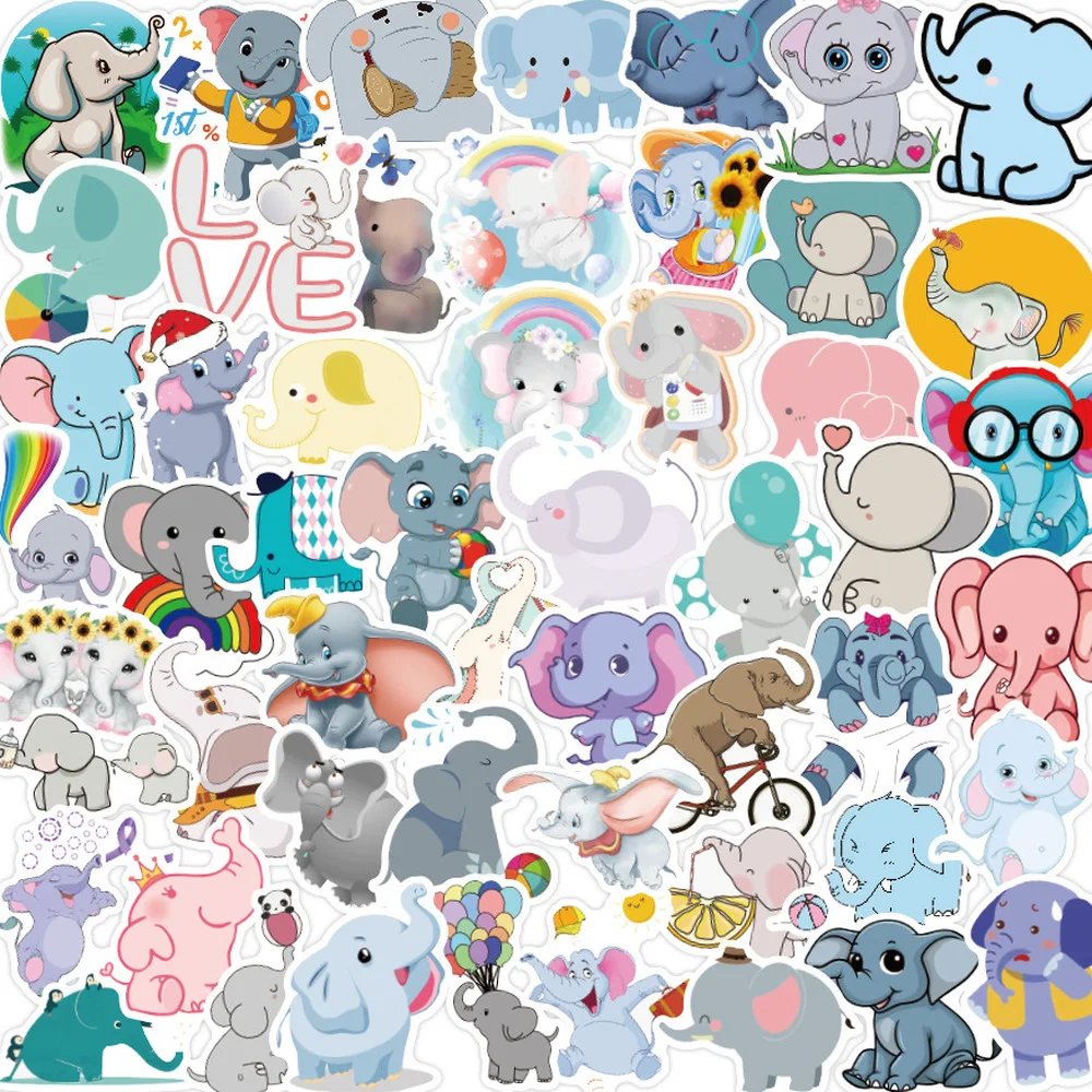 

10/50Pcs Elephant Creative Sticker for Phone Laptop Car Motorcycle Decorative Toy Reward Cartoon Elephant Stickers Wholesale