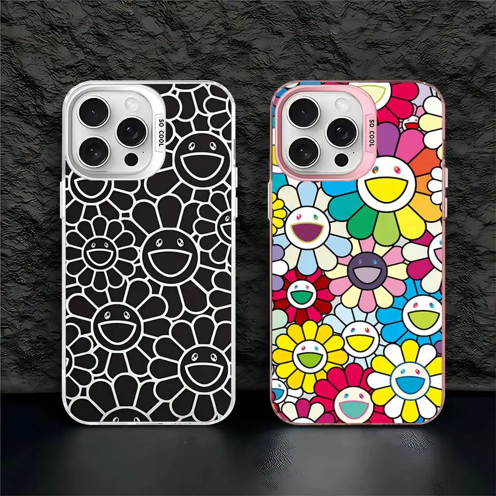 Фото Японский рабочий чехол для телефона Artisti M-murakami T-takash Art для iPhone 17, 16, 15, 14, 11, 12, 13 Pro Max Plus Pro, цветной серебряный чехол №5
