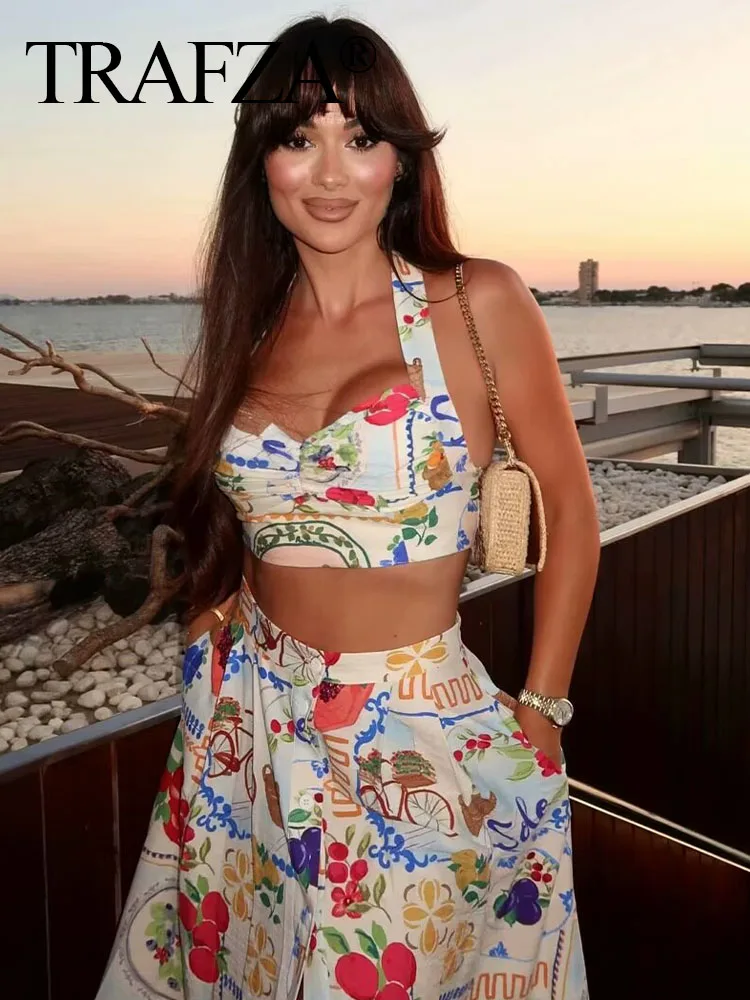 Женский комплект из топа и юбки на пуговицах без рукавов