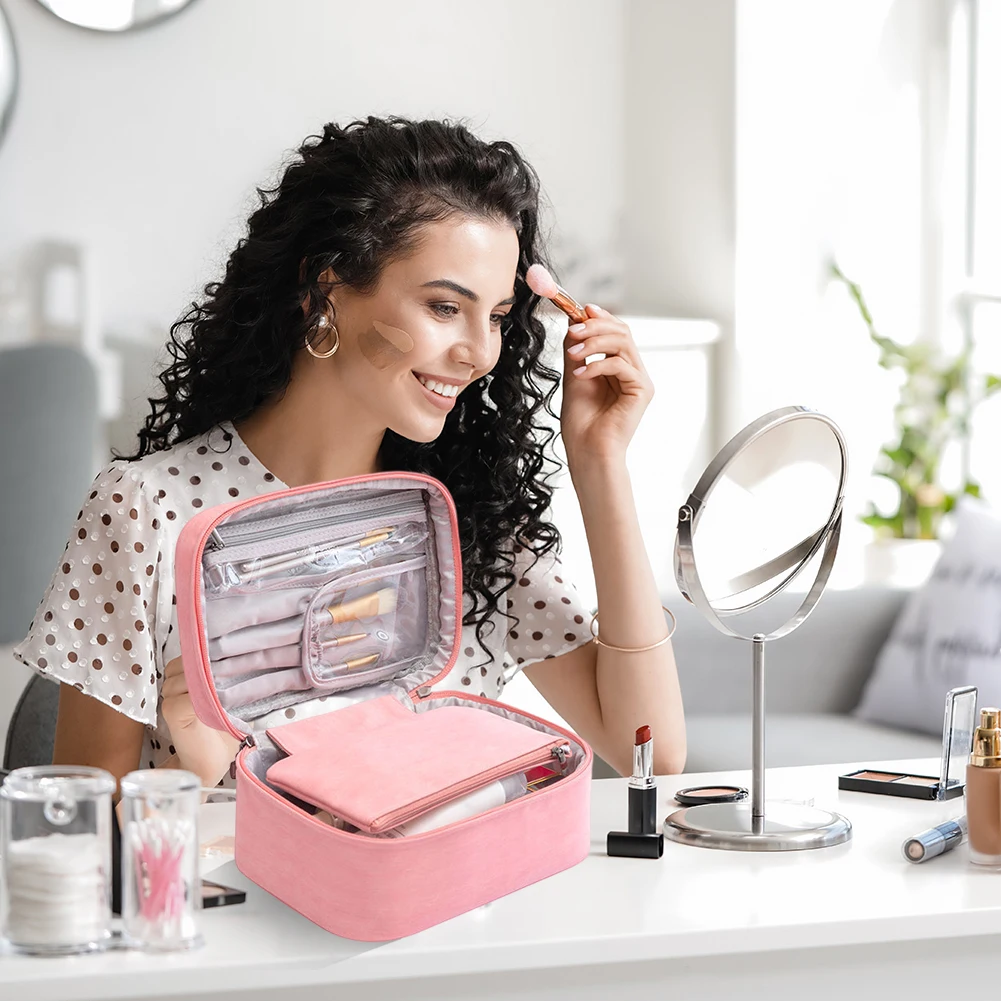 

Toiletry Organiser Waterproof Toiletry Bag Large Capacity Detachable Pouch with Brushes Compartment for Women and Girls