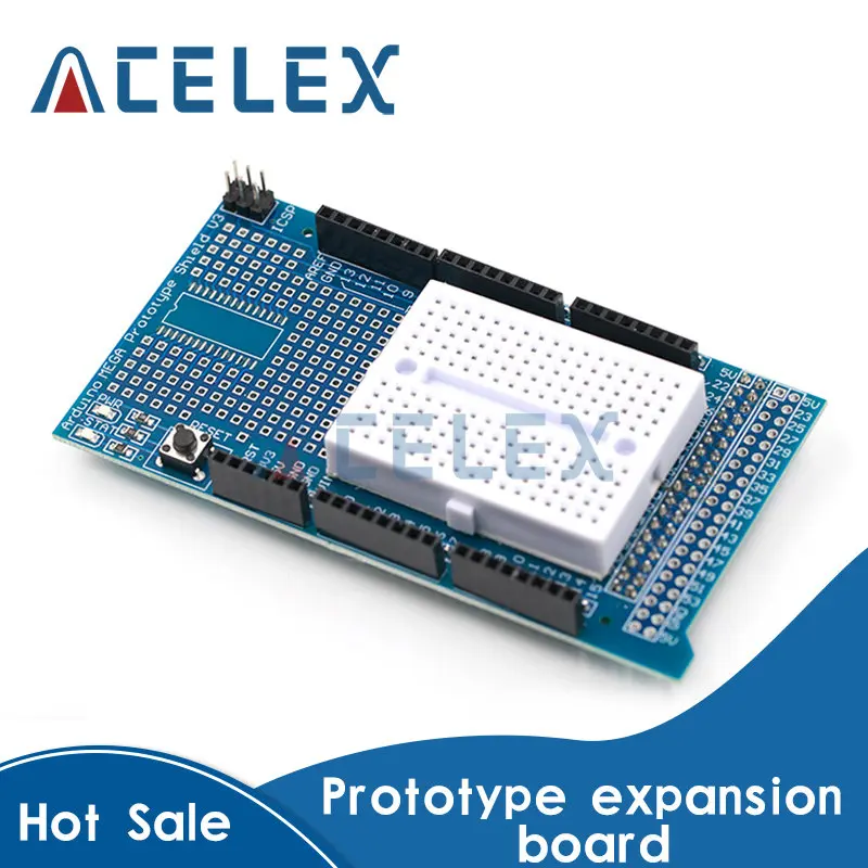 

MEGA 2560 R3 Proto Prototype Shield V3.0 Expansion Development Board + Mini PCB Breadboard 170 Tie Points for arduino DIY