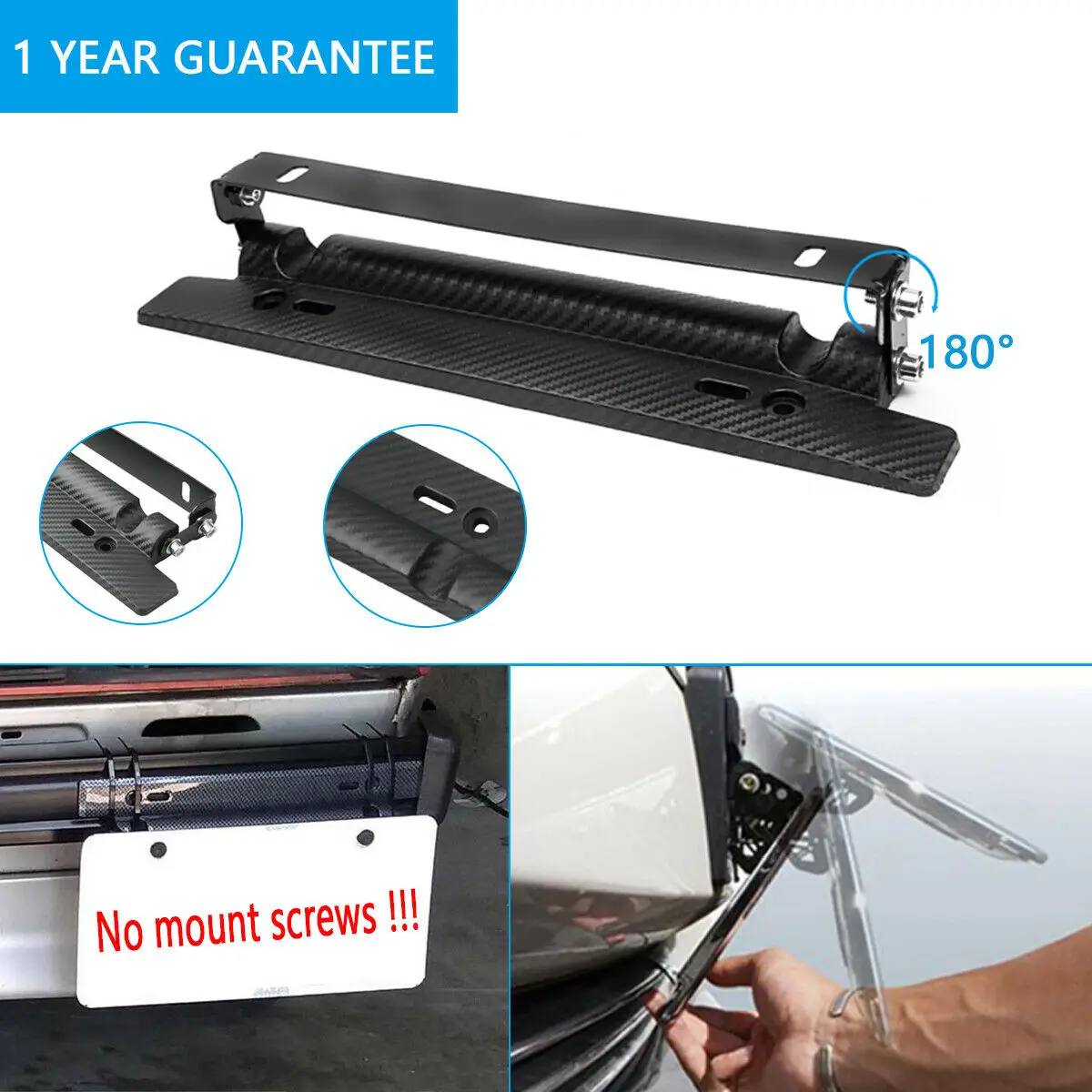 

1PCS Universal Adjustable Carbon Fiber Car Racing License Plate Frame Holder Bracket for Honda for Ford Mount Bracket Holder