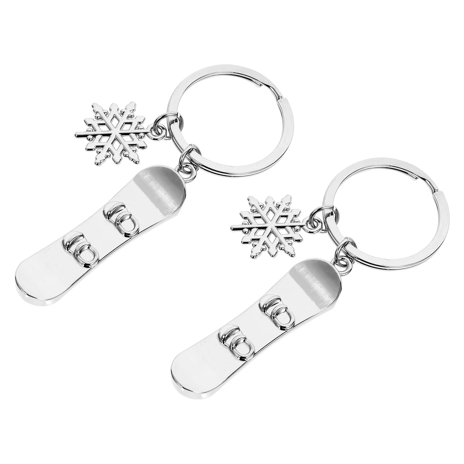 

2 Pcs Snowboards Keyrings Key Pendants Snowflake Keychains Bag Charm Key Chain