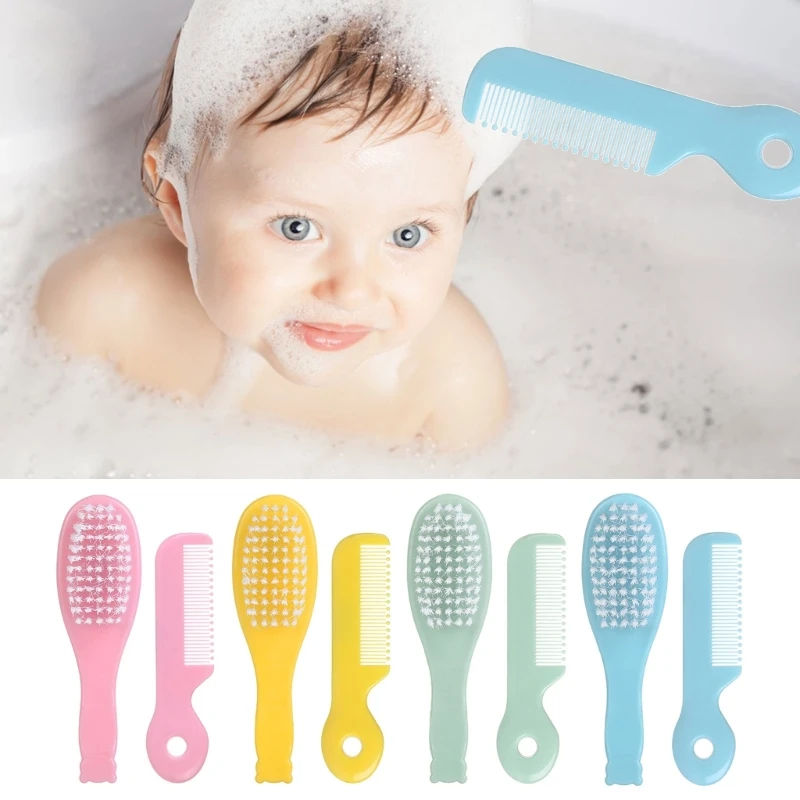 

Baby Hair Brush & Comb Set Children Hair Brush Soft Nylon Bristle Cradle Caps Hair Brush for Toddler Infant Head Massage