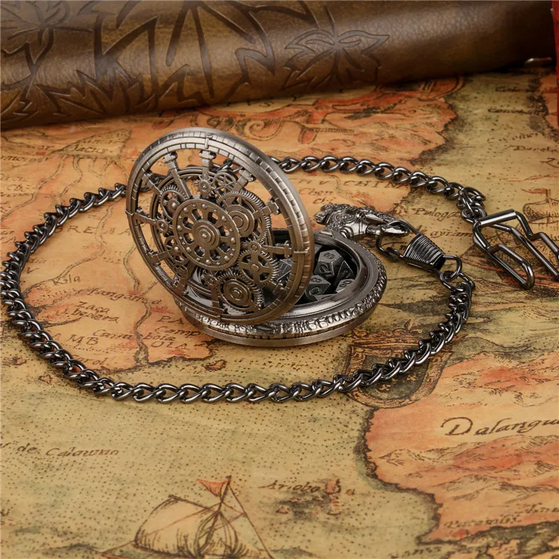 Бронзовый чехол для карманных часов с полой шестерней и цепочкой FOB 7 шт. набор