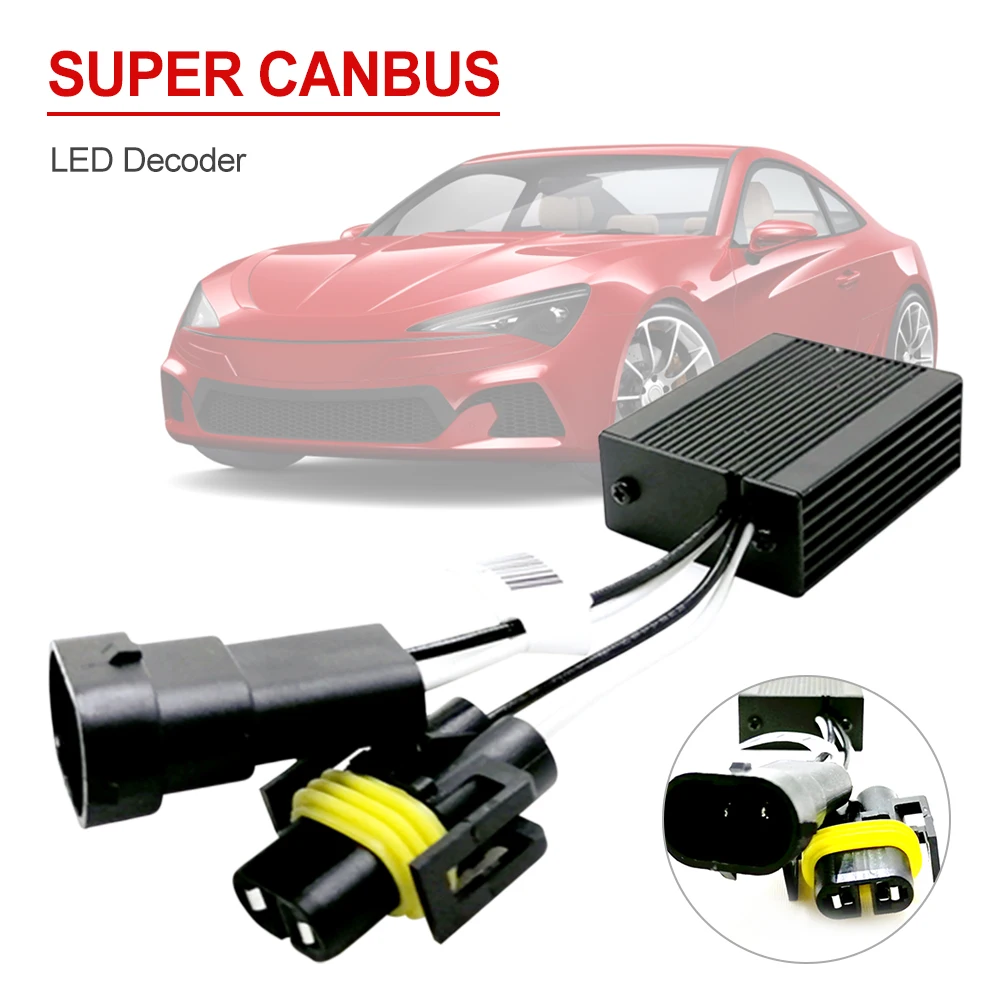 

2pcs H4/H7/H11 LED Headlight Decoder Adapter Canbus Anti-Flicker Harness Bulbs Load Resistor Decoder Warning Error Canceller