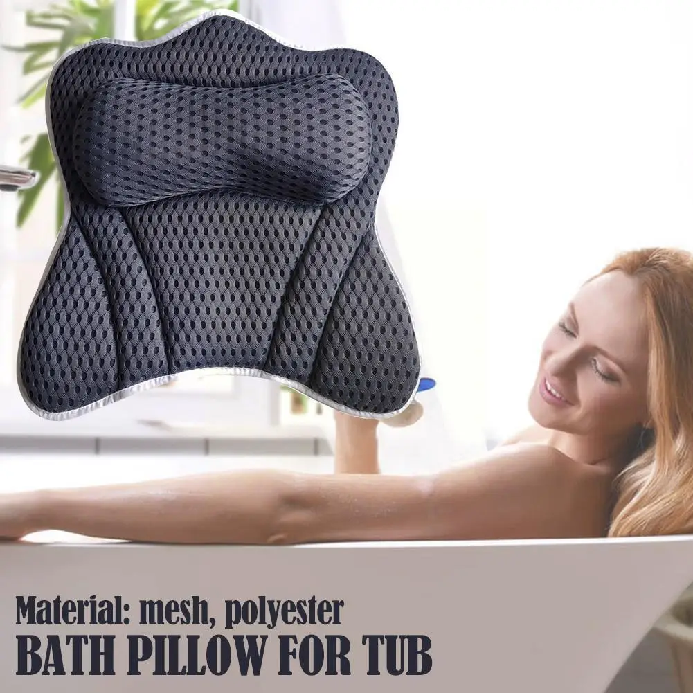 

4d Spa Bath Pillow Bathtub Rest Pillow With 6 Breathable Suction Powerful Accesso Cups Skin-friendly Ergonomically Bat F5w7