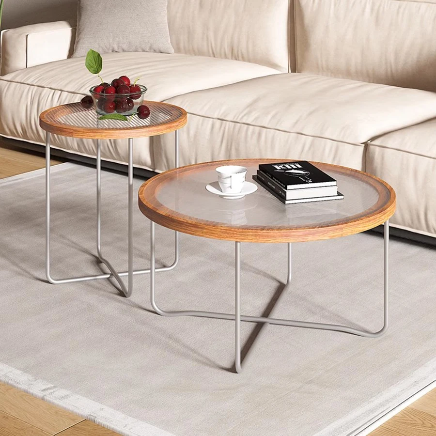 

Современный минималистичный кофейный столик, круглый стеклянный прозрачный маленький зеркальный кофейный столик, сверхнизкий стальной кофейный столик, предметы домашнего обихода