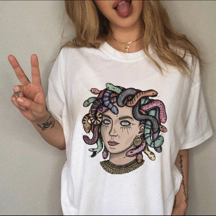 

Cartoon Character White Loose Round Neck Printed Short-sleeved Trend Casual Retro T-shirt Clothes Women's T-shirt Women's Printe