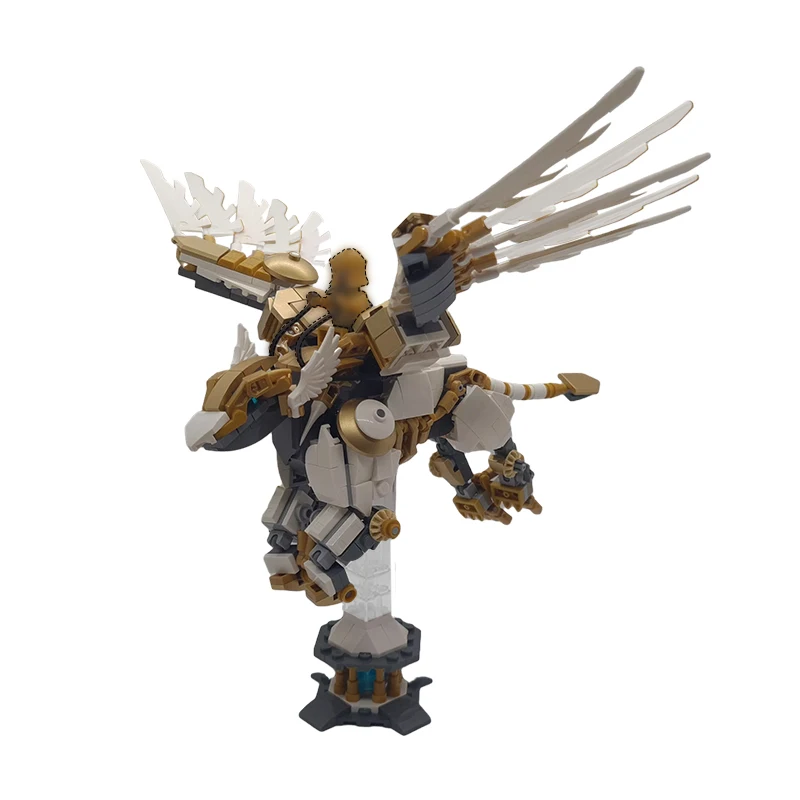 Набор строительных моделей MOC Mech Griffon с подставкой, экшн-фигурка Гриффина, монстр, кирпичи, игрушки «сделай сам» для детей, подарок на день рождения