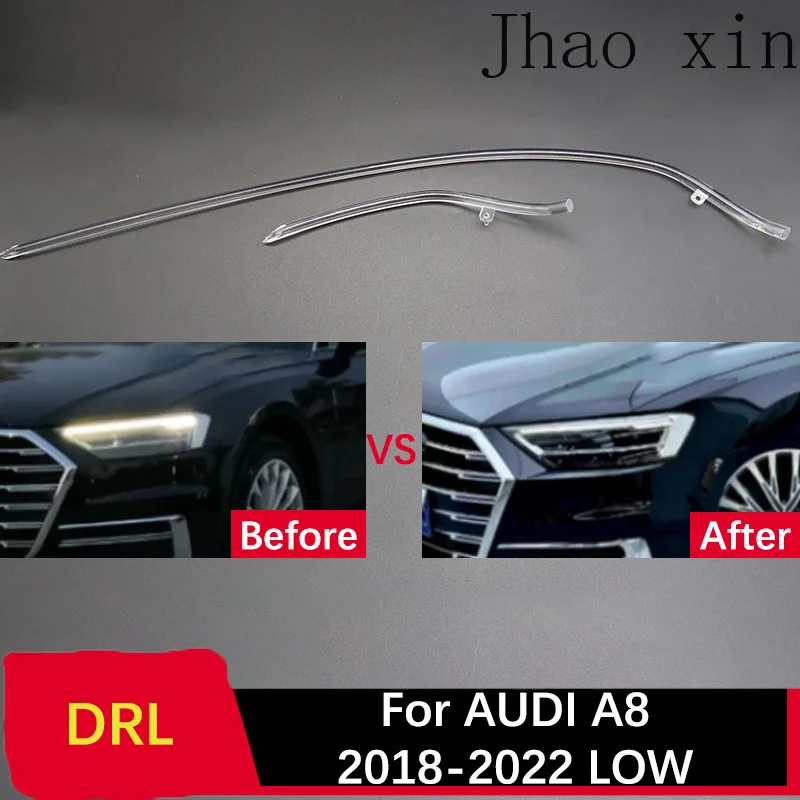Фото Передняя фара с ангельскими глазками для Audi A8, модуль балласта, дневные ходовые огни (ДХО), световодная полоса, 2018-2022, белый свет (LOW White Light) №1