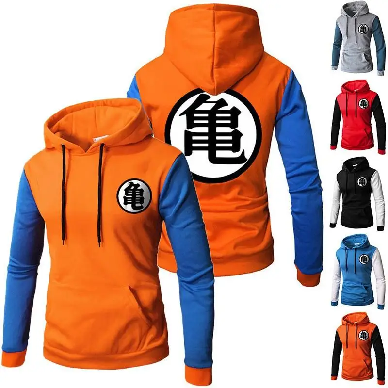 

NEW Dragon Ball Cosplay Goku Turtle Print Sweater Spring Autumn Fashion Raglan Sleeve Trend Long Sleeve Patchwork Hoodie