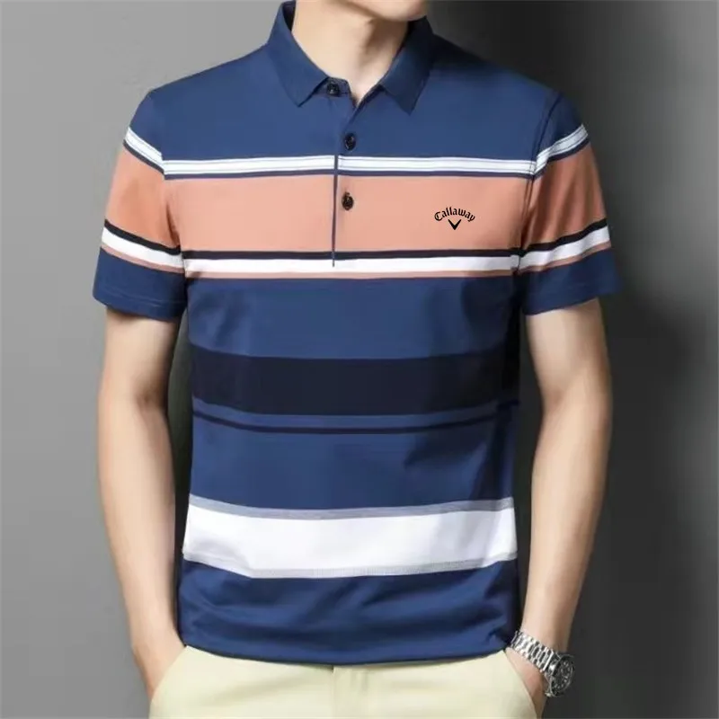 

Top Grade Golf Polo Shirts For Men 2022 New Arrival Golf Wear Designer Business Casual Top Short Sleeve Lapel Stripes Man T-shir
