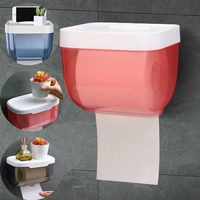 3 colors wall mount toilet paper holder waterproof mobile phone storage shelf toilet paper storage rack tissue bathroom box