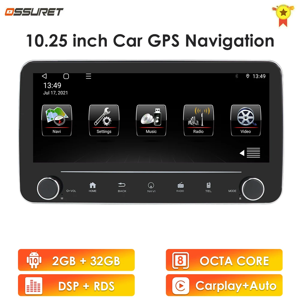 

Новый стиль Octa Core Android 10 2G 32G 1 Din 10,25 дюймовый автомобильный мультимедийный GPS-навигатор с DSP Carplay Android авто
