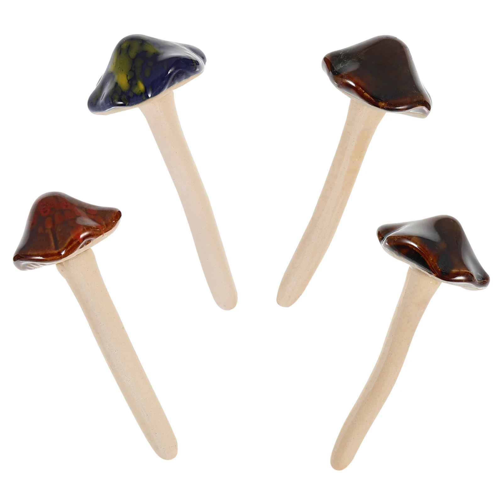 

4pcs Ceramic Mushroom Miniature Garden Mushroom Figurines Lawn Ornament