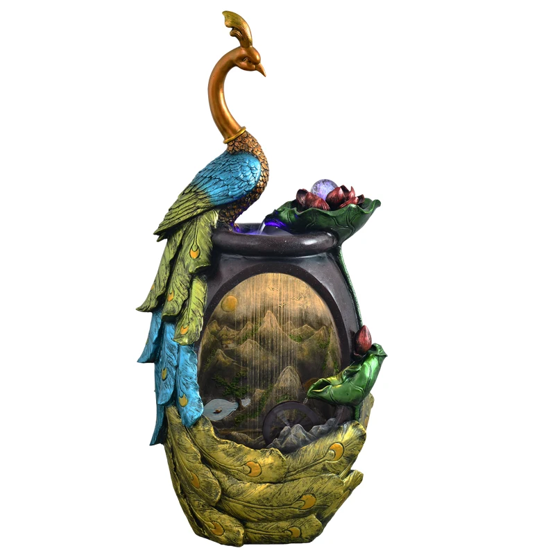 

TT Large Floor Chinese Water Fountain Decoration Living Room Interior Water Landscape Fortune Furnishings Decoration OpeningGift