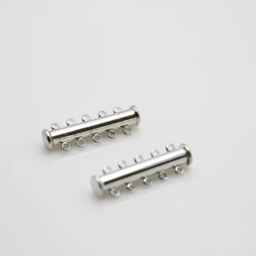 

5PCS Wholesale Boutique Machining metal parts 5-Row button Fittings for Ornaments Jewelry Making Design Silver-plate DIY Beads