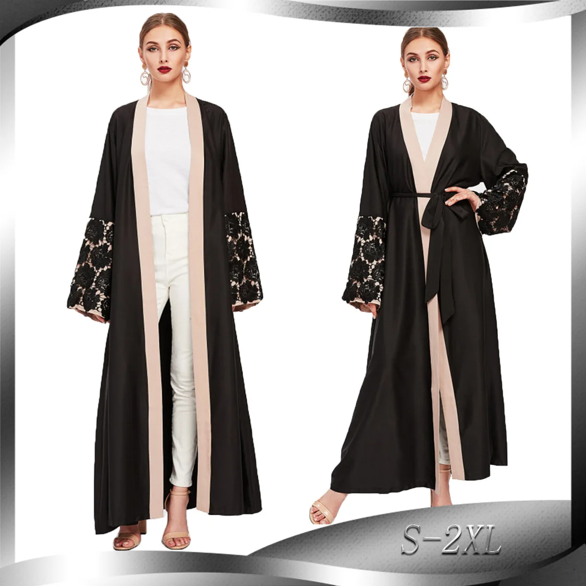 Рамадан открытая абайя ислам кафтан кружевное большое Свободное длинное платье 2022 мусульманская одежда Дубай брикет хиджаб Халат