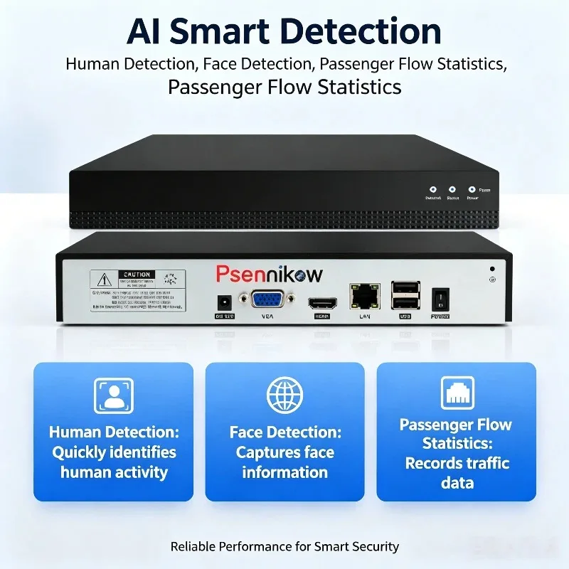 Фото Видеорегистратор Psennikow 10CH 4K H.265 ONVIF XMYEYE Pro NVR с HDMI, VGA, распознаванием лиц, статистикой потока пассажиров, облачным P2P и удаленным видеонаблюдением №4