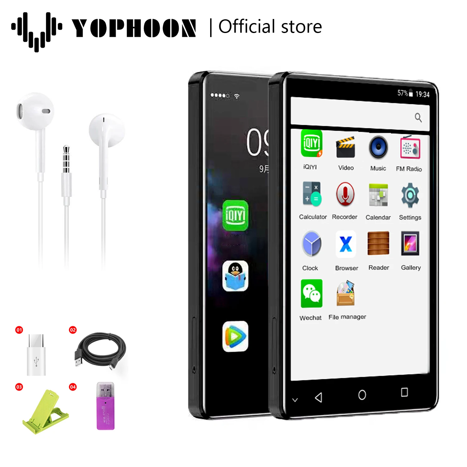 Yophoon Android MP3 MP4 плеер 4 0 &quotM20 полный сенсорный экран WiFi Bluetooth музыкальный 1080p HD видео