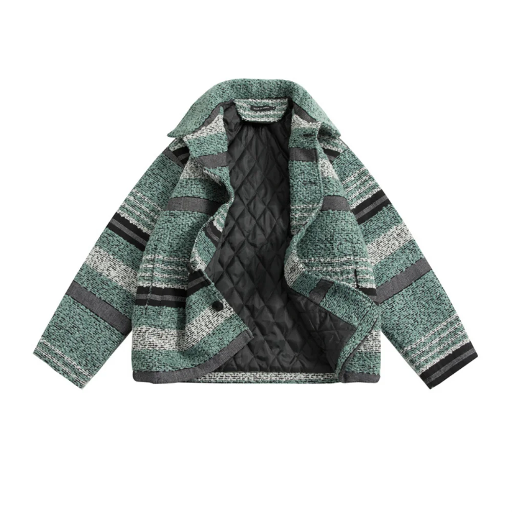 Covrlge Collared Lapel Style Retro Men's Coat New Autumn Winter Loose Texture Cotton Parka Male Casual Couples Streetwear MWM149