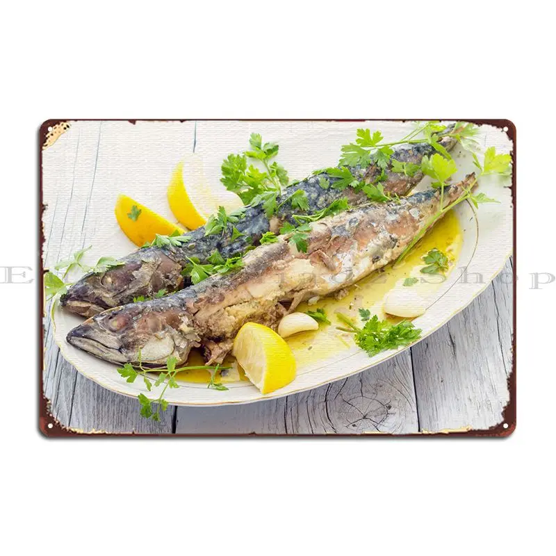 

Food Fish Metal Plaque Cinema Wall Cave Mural Custom Home Tin Sign Poster