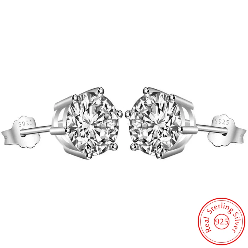 Женские серьги-гвоздики из серебра 925 пробы с фианитами