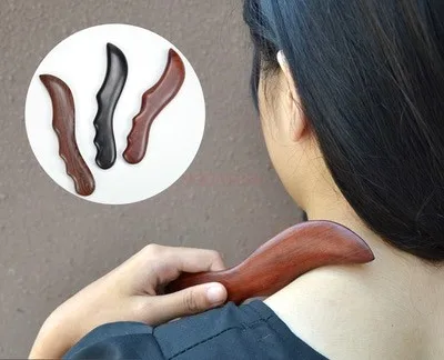 Natural sandalwood knife-shaped scraping board shoulder and neck massage artifact back large scraping knife non-bianstone