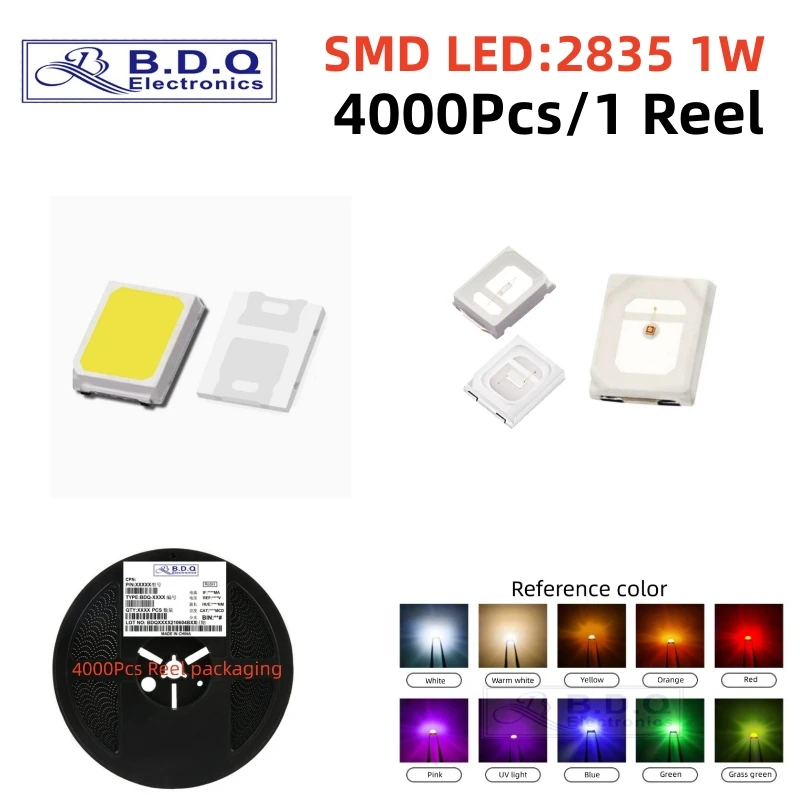 4000Pcs SMD LED 2835 1W Red Blue Green Warm White Yellow High-Power LED Lamp Beads  Light-emitting Diode High Bright Quality