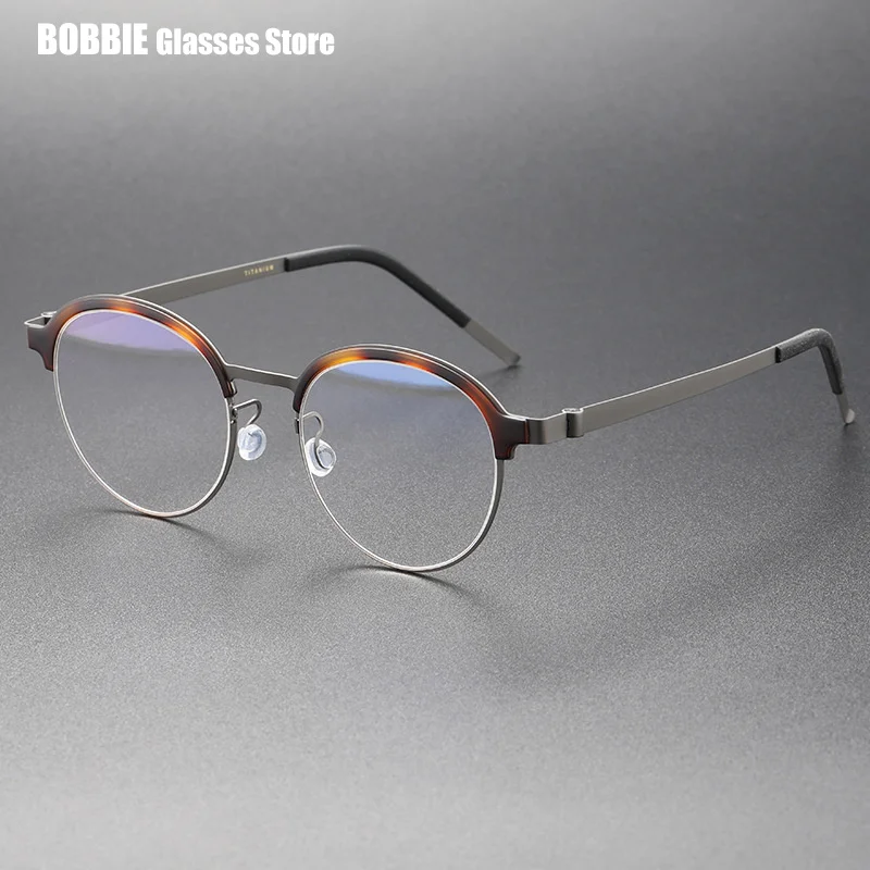 Датский бренд деловые круглые безвинтовые полоски титановая оправа для очков