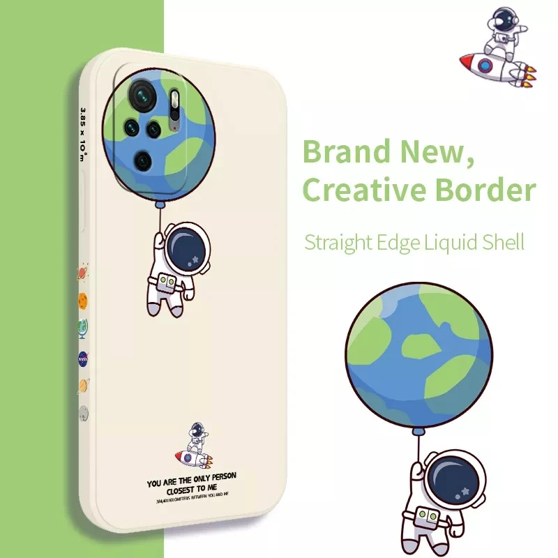 astronaut phone case for xiaomi mi 11 lite 5g 12 12x 11t 10t poco x3 f3 redmi 10 note 11 10 9 pro 10s 9s 8 square silicone cover free global shipping