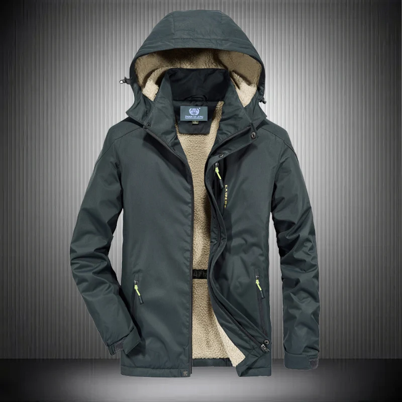 Men's Plus Velvet Thickening Outdoor Jacket Winter New Fashion Casual Hooded Coat Windproof Warm Cotton Jackets & Coats XXXXL