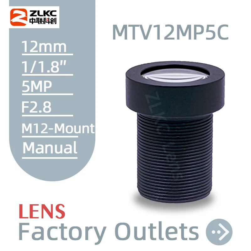 

Макро-объектив ZLKC M12, 12 мм, 5 МП, FA 1/1, 8 дюймов, F2.8, широкоугольный, с низким уровнем искажения, объектив с креплением S для камеры видеонаблюдения