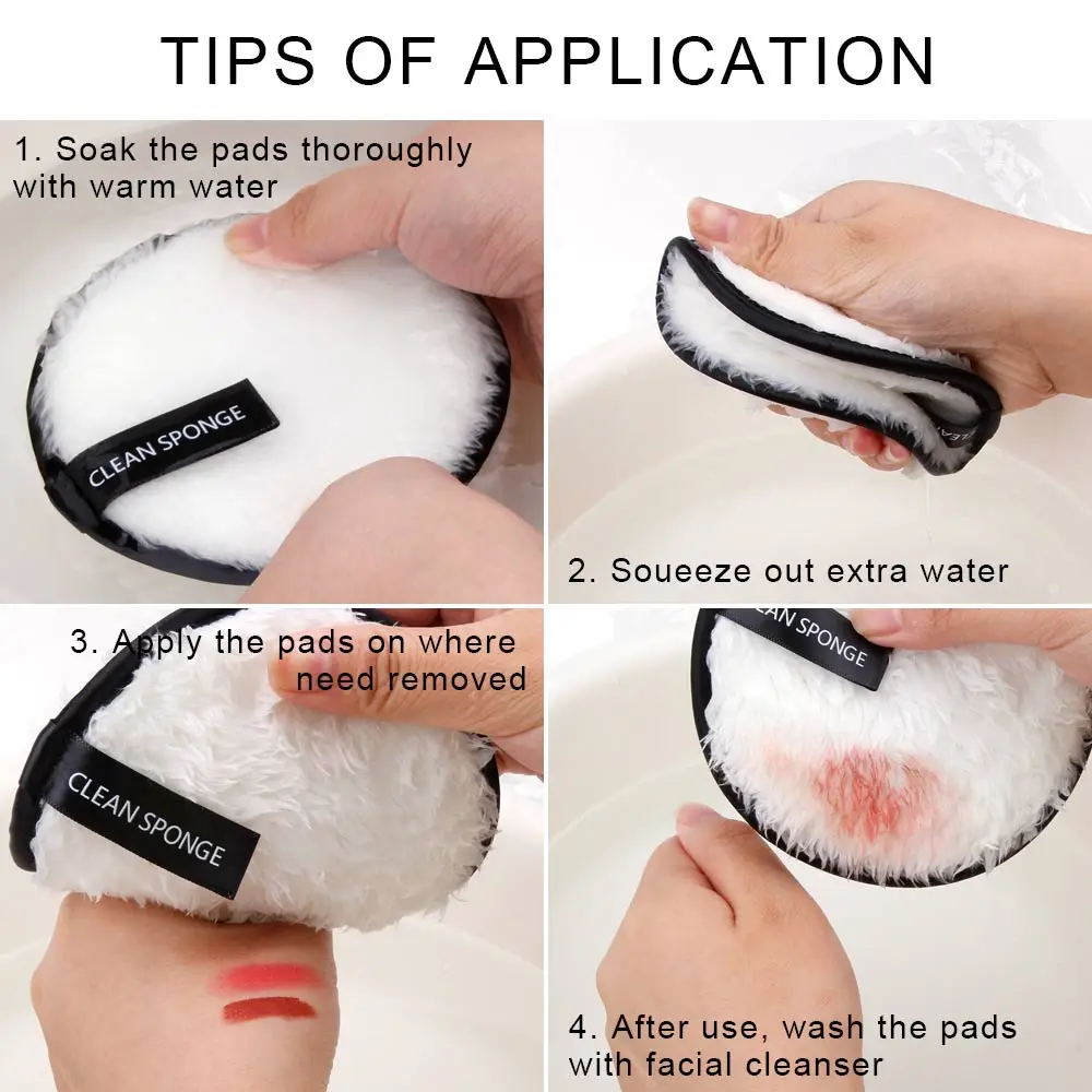 

Makeup Remover Reusable Puff Cotton Pad Skin Microfiber Facial Care Towel Wipes Washable Cottons Face Cleansing Double layer