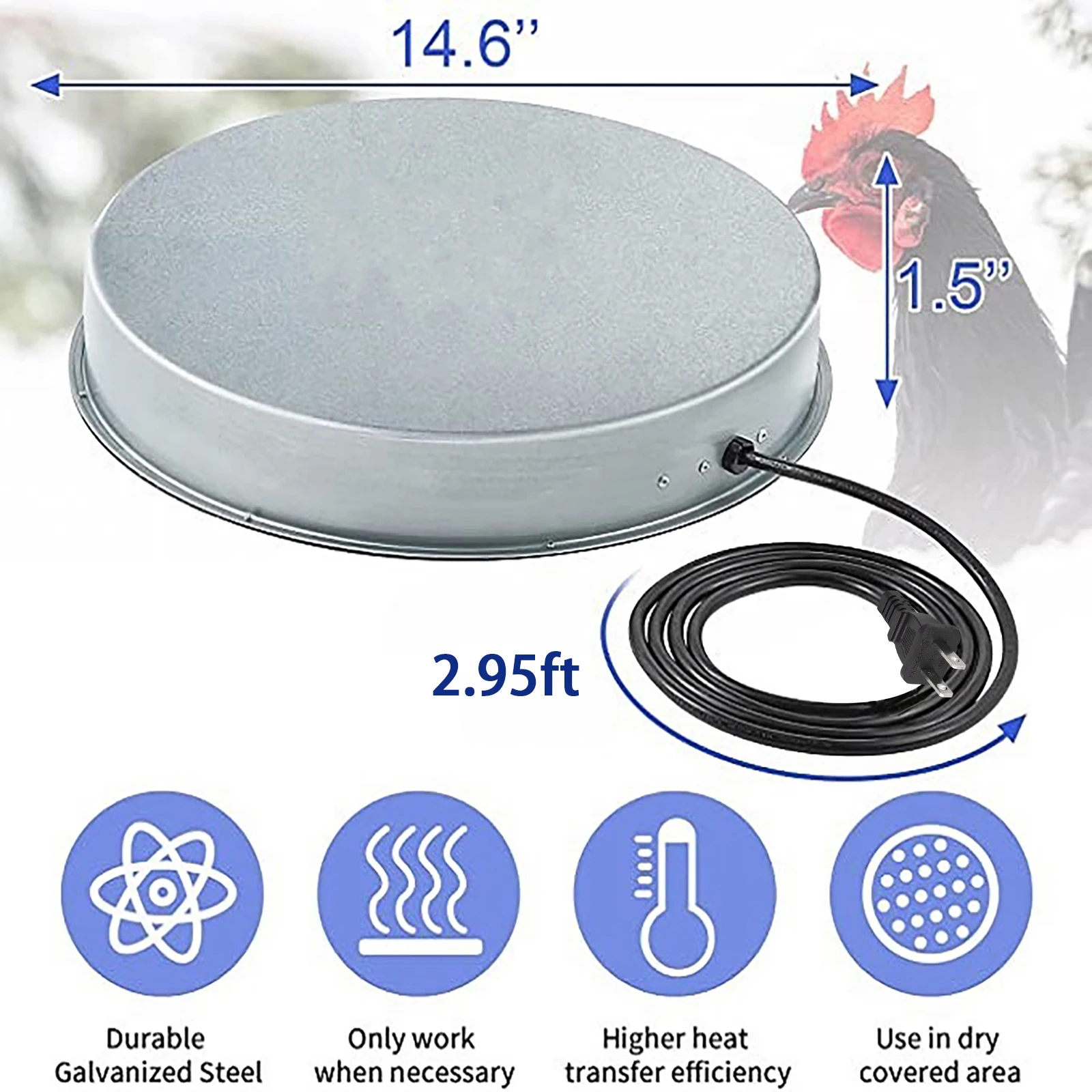 

Heated Base for Metal Poultry Founts Chicken Waterer Heated Base Chicken Coop Accessories