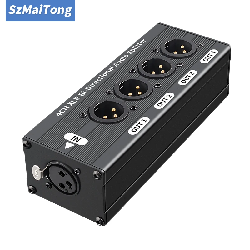 Фото Пассивный XLR-сплиттер для аудиосигнала 1 вход 4 выхода, 3-контактный, балансный, не требует внешнего блока питания №1