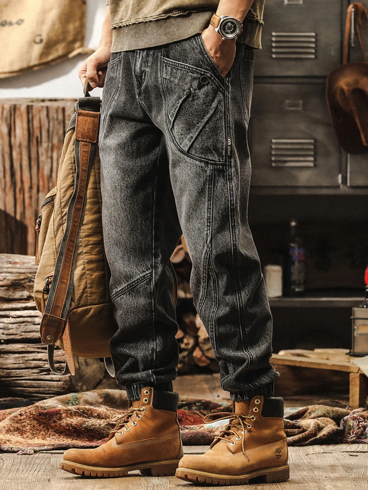 Американские тяжелые джинсы в стиле ретро мужские осенние 2024 новые свободные