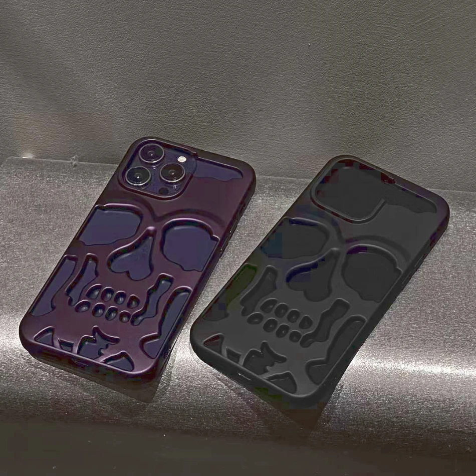 

Роскошный чехол-скелет с черепом для iPhone 11 12 13 14 Pro Max, чехлы для телефонов, Противоударная задняя крышка, полная защита камеры, полый чехол из ТПУ