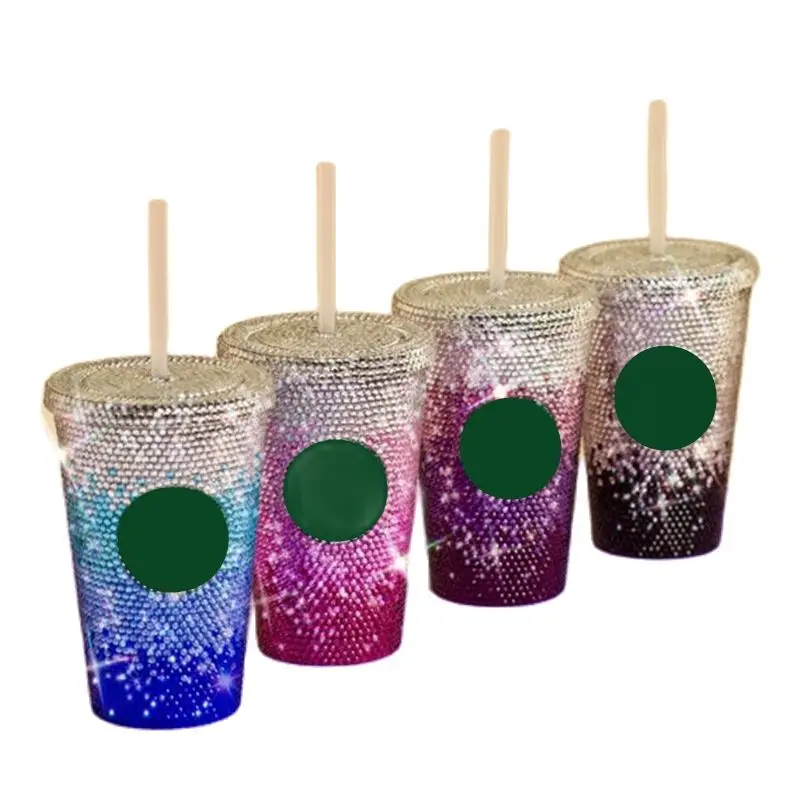 

650ml high-end custom portable double-decker large capacity car water cup water diamond travel cup with logo drink coffee gift c