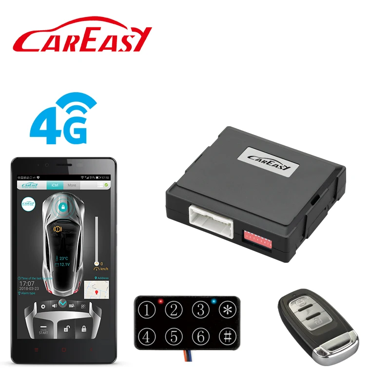 

4G GPS/GSM smartphone APP PKE Car alarm remote starter system for car with OEM (original) smart key push start