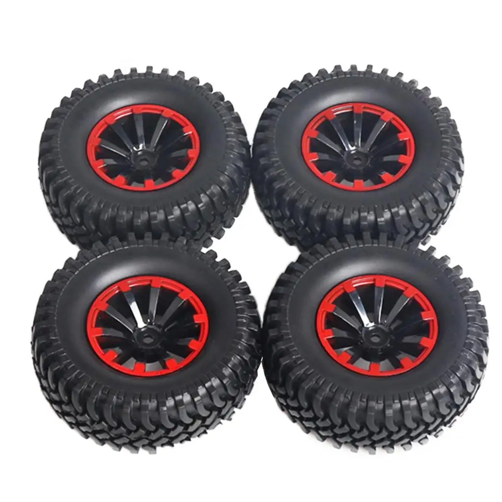 

4-Pack Rubber Tires & Plastic Wheels for 1/10 RC Crawler, 1.9 inch Wheel & Tires Set for Axial SCX10, D90, CC01