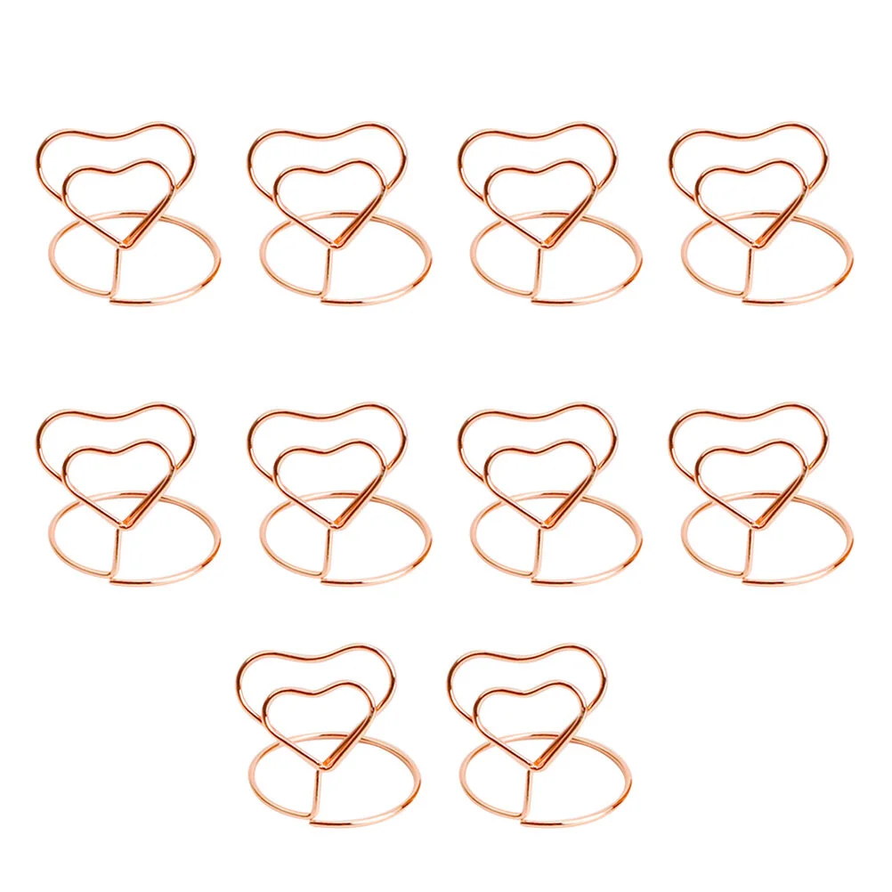 

10Pcs Place Holders Heart Table Stands Wire Table Picture Baby Sign Name Menu Memo Clips for Wedding Christmas Party Office