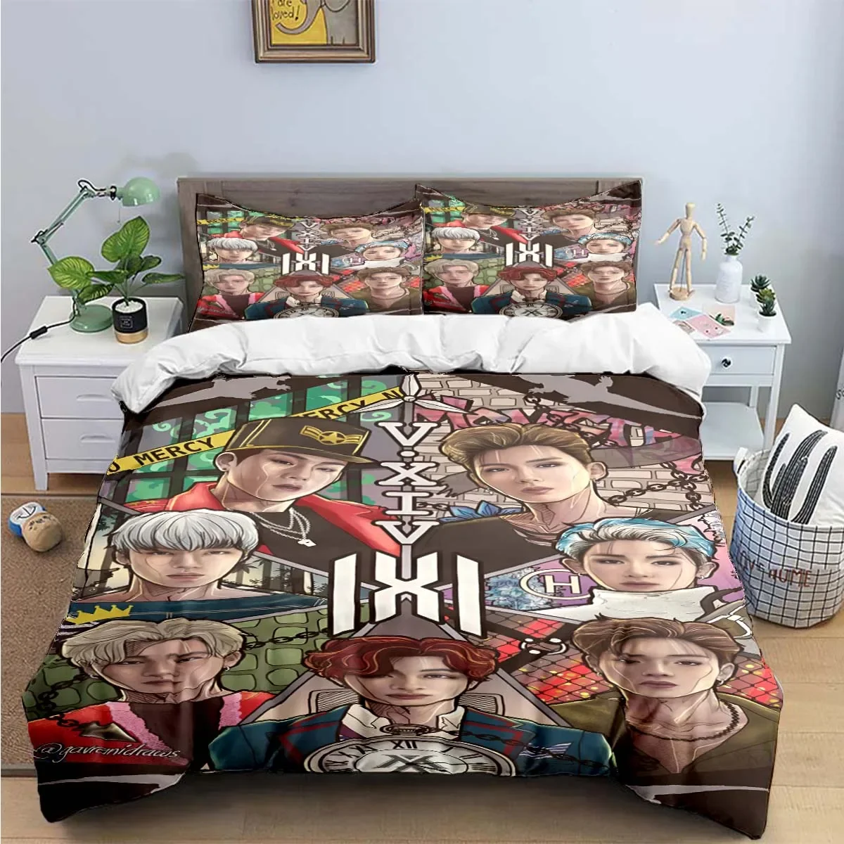 Фото Горячая мода K-POP Singer M-MONSTAS X Комплекты постельного белья Изысканный комплект постельного белья Пододеяльник Комплект постельного белья Подарок для детей №3